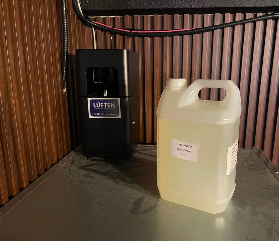 Luften scent diffuser with an essential oil refill installed in a restaurant