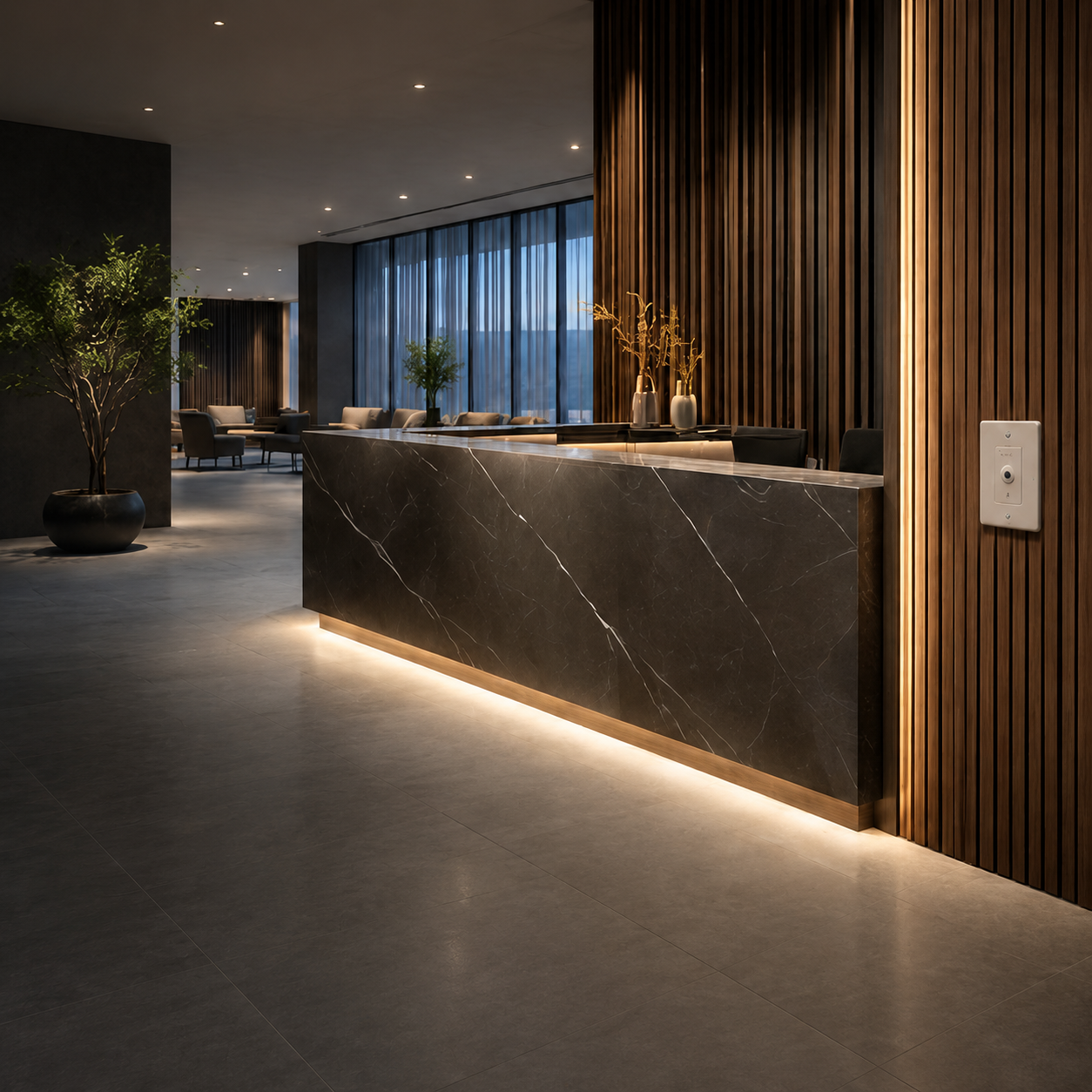 Luften hidden systems in a commercial lobby